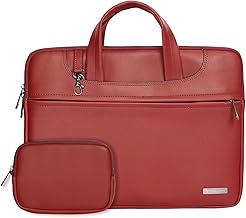 Vaku Luxos® DA ITALIANO 14 Inch Laptop Bag Leather Collection Messenger Organizer Shoulder Sling Office Bag for Men & Women with Free Hard Disk & Pen drive Pouch for Laptop and up to MacBook 15" (Red)
