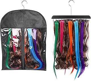 1 Pack Extra-Wide Hair Extension Holder with Dustproof Bag – Adjustable 14-Hook Weft Organizer for Washing, Drying, Styling & Storage Tangle-Free Design for Salon & Home Use (17.7x23.6inch)