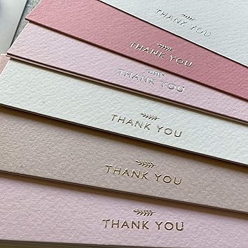 RUN2PRINT Thank You Cards with Envelopes & Gold Foil Stickers – 36‑Pack Flat Dusty Blue Cards – Embossed Italian Textured Thick Paper – For Weddings, Business & Every Occasion