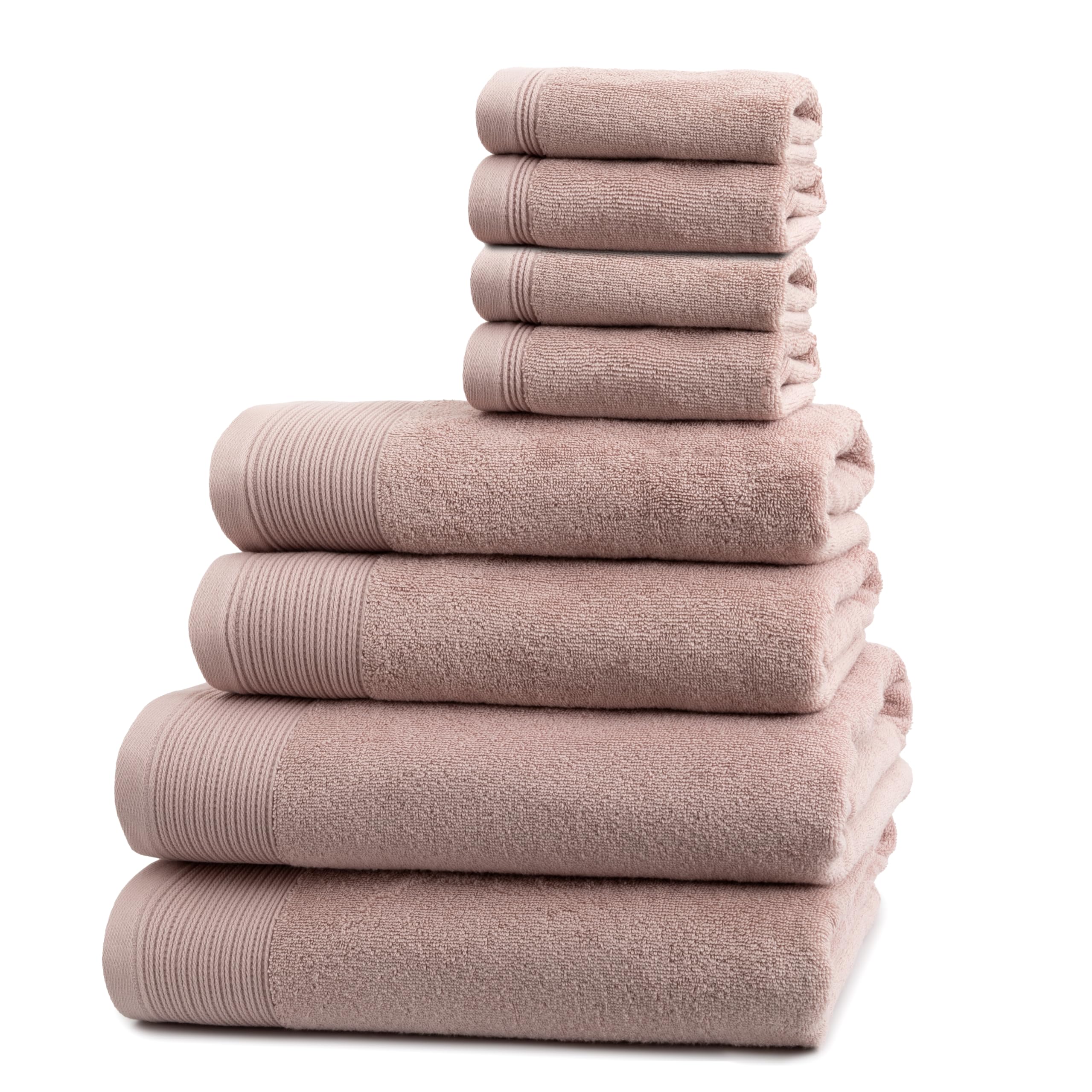 Ferò Luksusowy zestaw ręczników 8-częściowy, 100% bawełna premium Low Twist, 550 g/m², ultra miękki, włoski design, 2 ręczniki kąpielowe, 2 ręczniki do twarzy, 4 myjki, 70 x 140, 50 x 100, 30 x 30 cm,