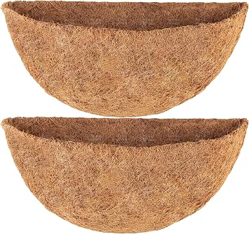 HFHOME 2 PCS 12" Half Round Coco Liner, 12 inch Half Circle Wall Planter, Coco Fiber Replacement Liners for Wall Hanging Baskets