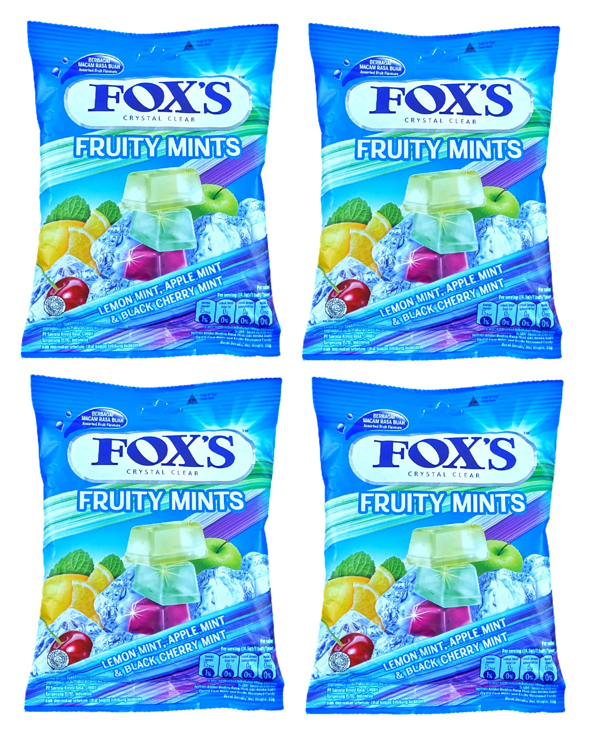 Fox's Crystal Clear Fruity Mints Candy Pouch, (90g x 4 Packs)-picture-16