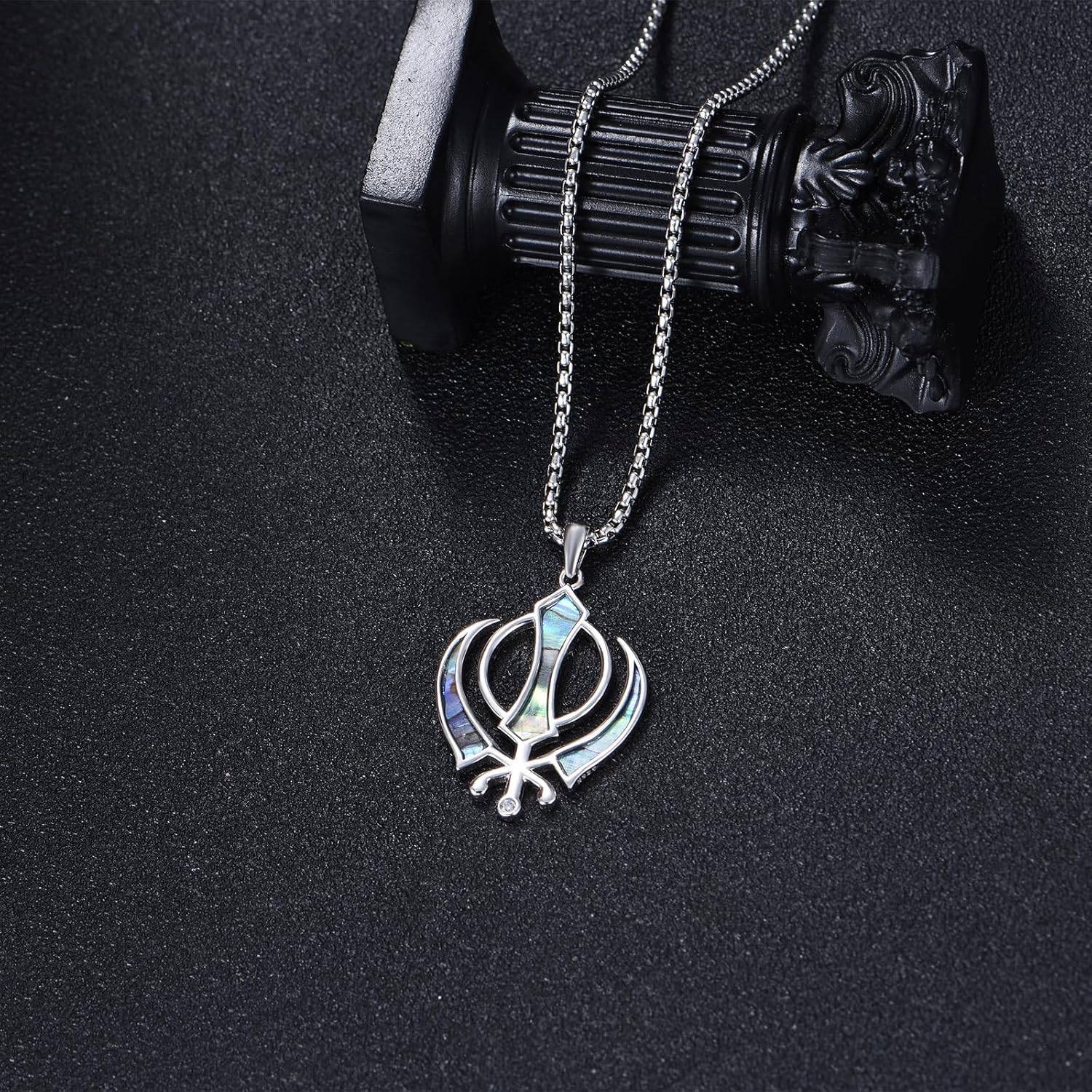 Sikhism Necklace 925 Sterling Silver Khanda Pendant Necklace Sikh Jewelry Gifts for Women