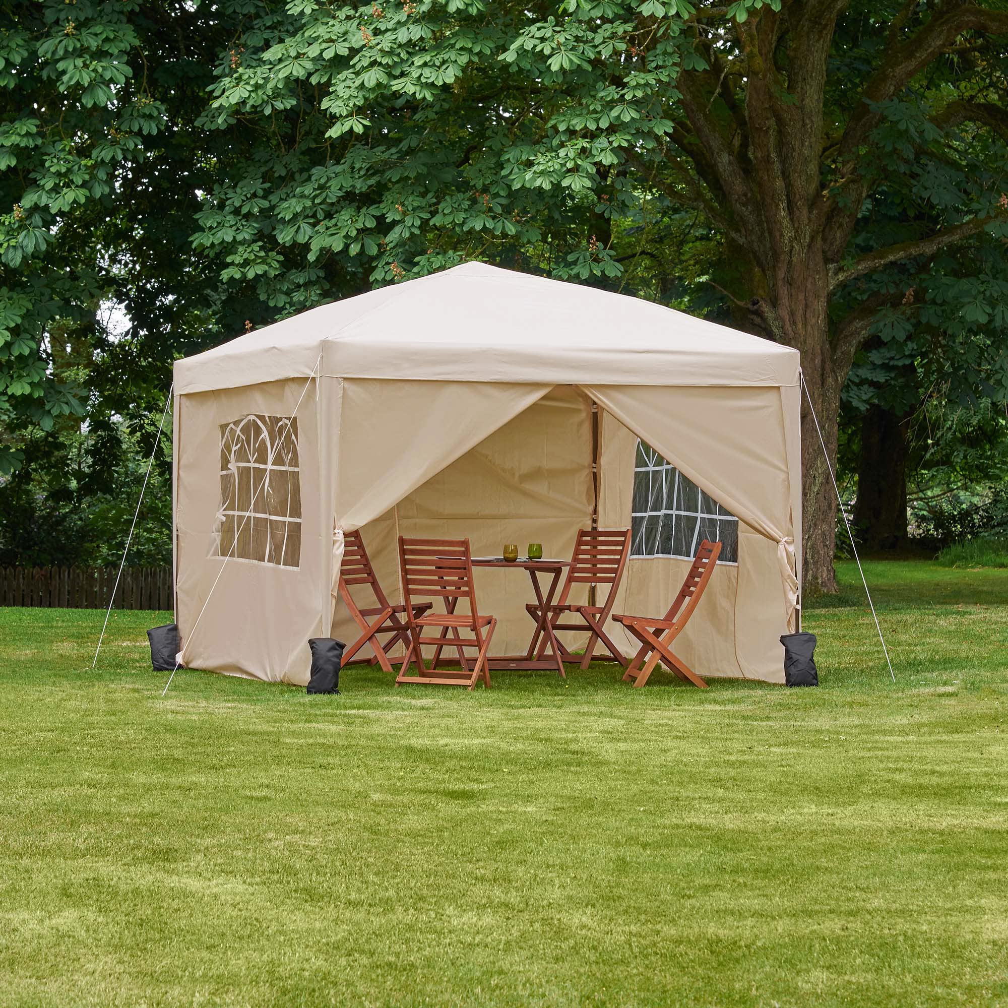 VonHaus Faltpavillon 3x3 Wasserdicht Stabil Winterfest - Pop-Up Pavillon 3x3m mit Seiten, Warmes Partyzelt für jeden Zweck
