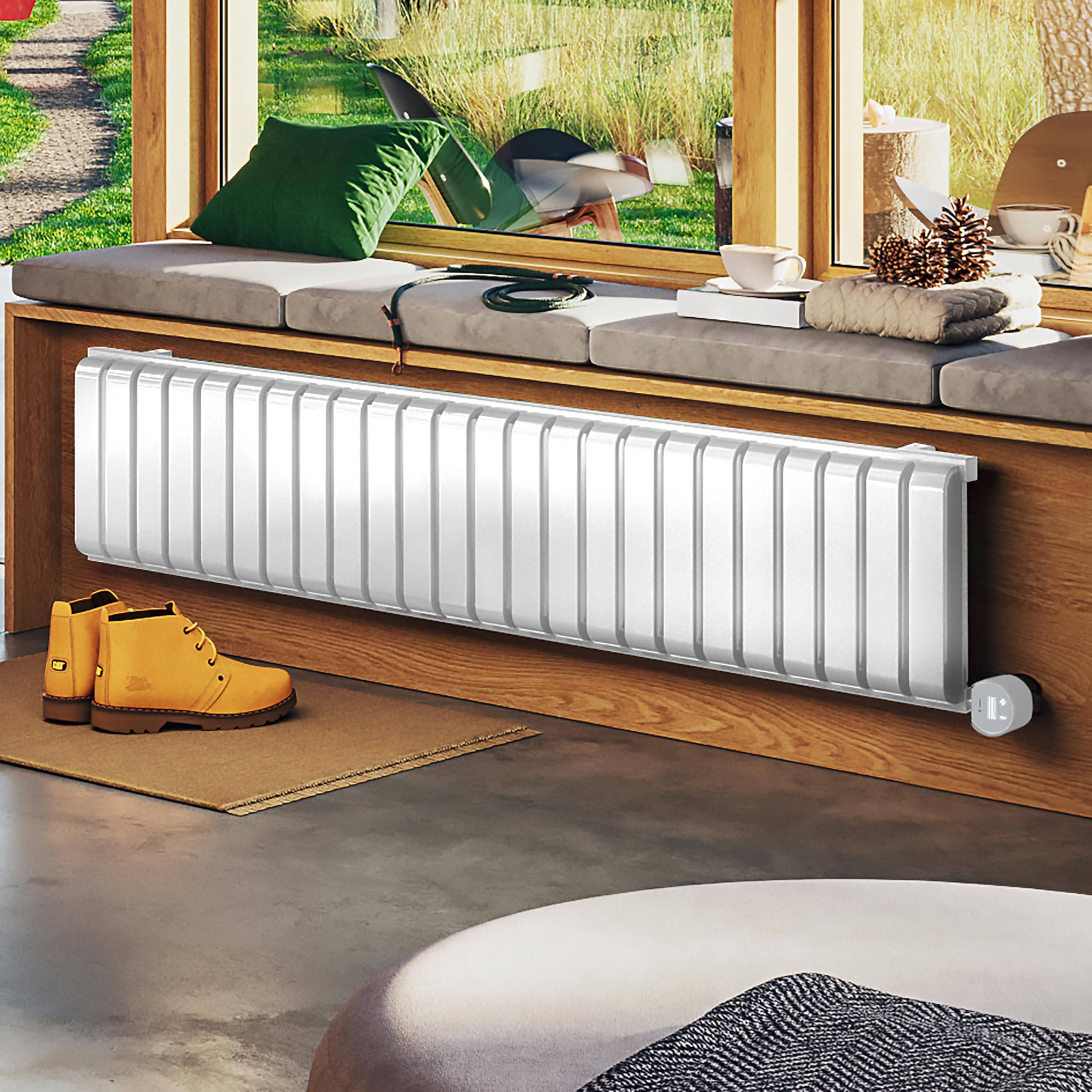 Terma Electric Radiator (Wifi), Warp Room E, 330h x 1565w(mm), 1 kw, Matt White (RAL 9016)
