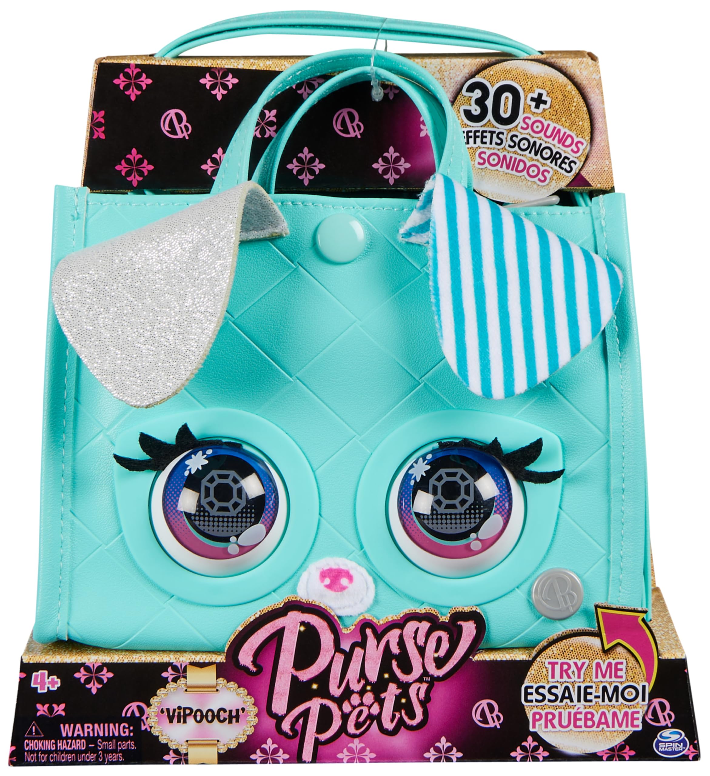 PURSE PETS - TOTE BAG CHIOT - ANIMAL INTERACTIF FORMAT SAC À MAIN - Sac pour Enfant Chien Interactif Qui Cligne Des Yeux - À L'Epaule Ou En Bandoulière- Sons Et Modes De Jeu - Jouet Enfant 4 Ans Et +