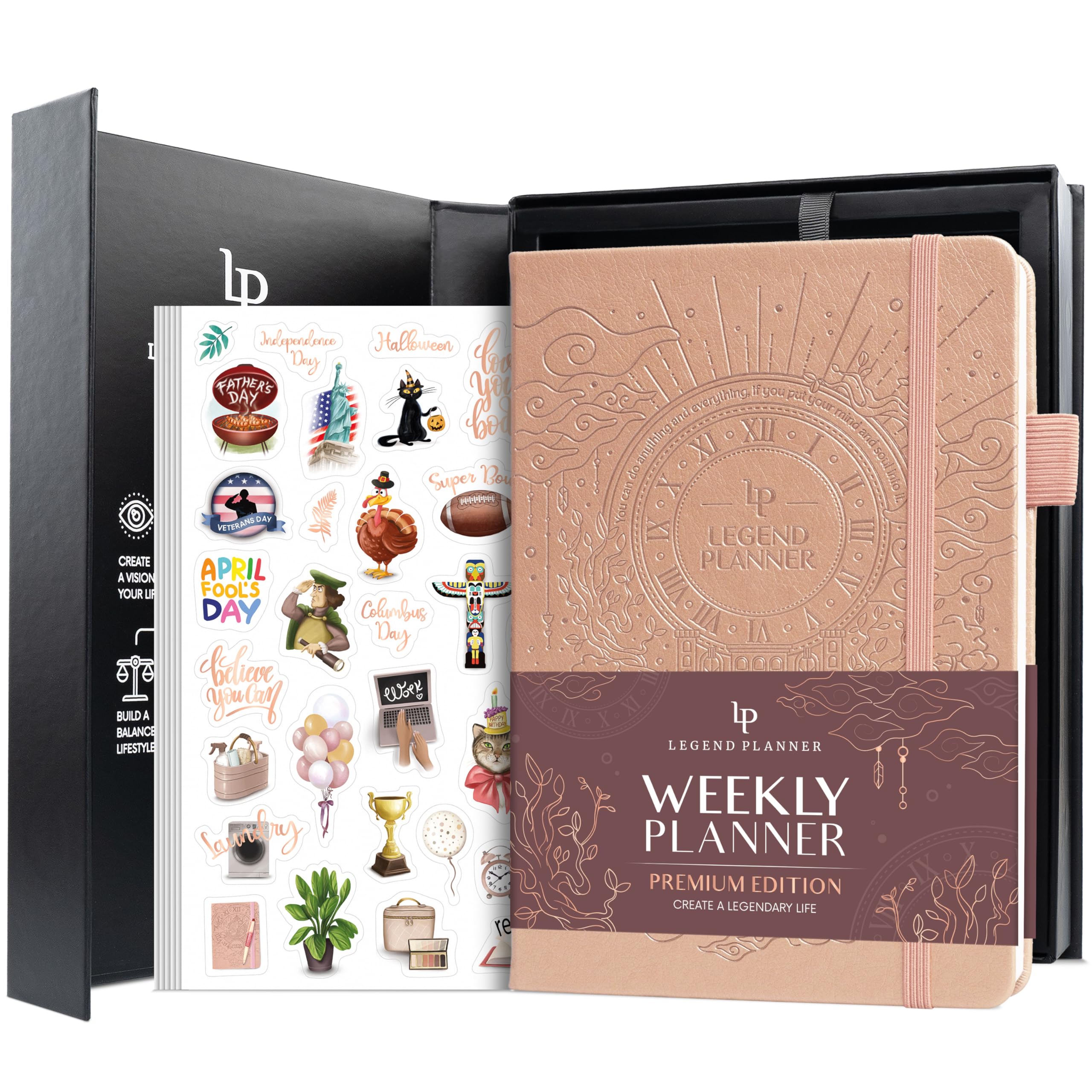Legend Weekly Planner Premium, Undated 12-Month Weekly, Monthly & Budget Planner with Habit Tracker