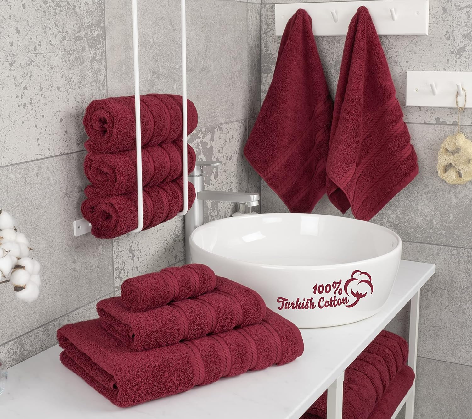 American Soft Linen 6 Piece Towel Set and 4 Piece Hand Towel Set Bundle