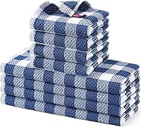 Vista 20 de homing Juego de toallas de cocina a cuadros de búfalo y paños de cocina, 30 cm x 30 cm y 33 cm x 71 cm, juego de 8 toallas de cocina de algodón a