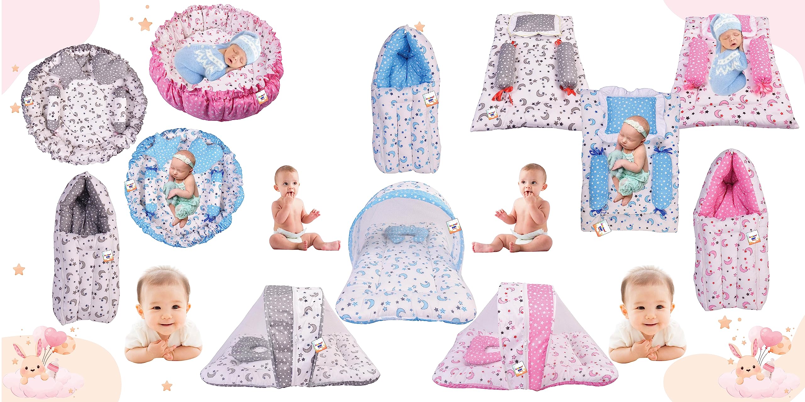 Babytoons Flat Bed New Born Baby Bedding Set with Mattress, Carry Bag, Carry Bed for Infants Girls & Boys | Gadda Essentials (0-6 Months) - Image 7 thumbnail