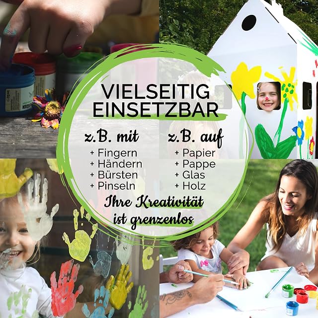 Foto 6 de 7 de Krevo Art Pinturas de dedos para niños, 6 colores brillantes y opacos de 60 ml, lavable