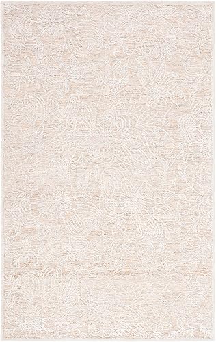 Safavieh Precious Collection PRE306D - Alfombra contemporánea hecha a mano de lana y seda de bambú 4 x 6 pies color doradomarfil