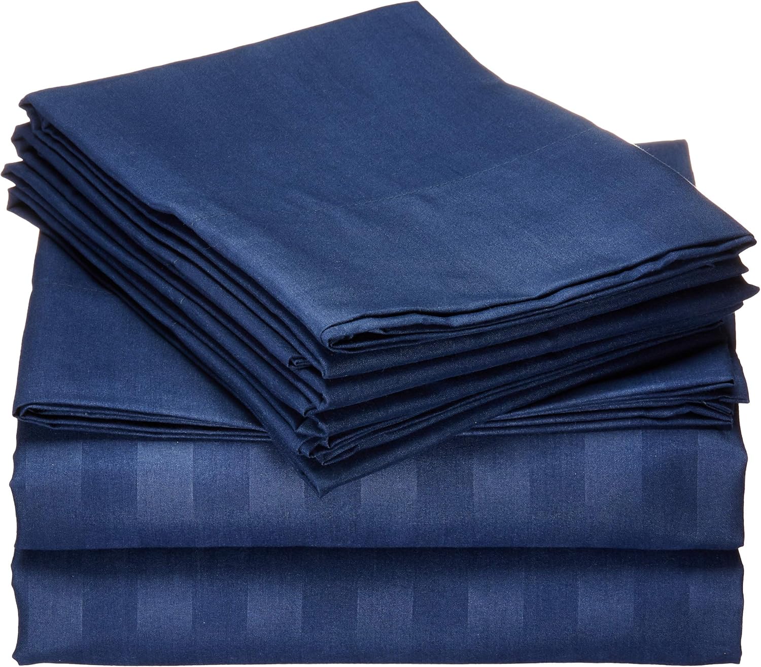 Elegant Comfort #1 Rated Bed Sheet Set on Amazon - Silky Soft - 1500 Premier Hotel Quality Luxurious Wrinkle, Fade, Stain Resistant 6-Piece Stripe Bed Sheet Set, Queen Navy