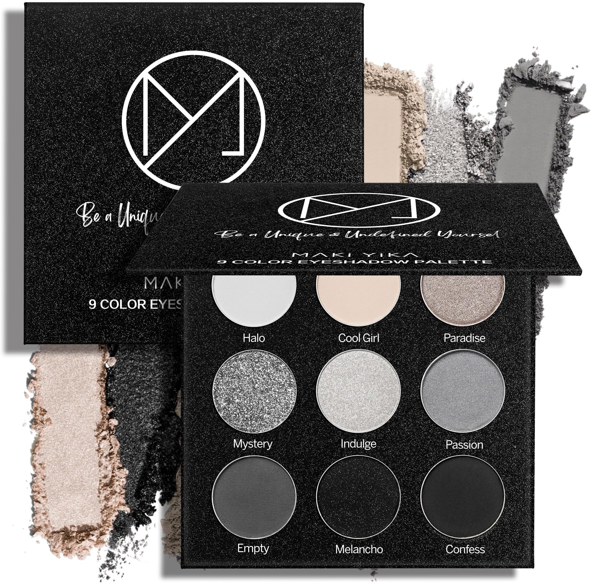 Black Grey Smokey Eyeshadow Palette Matte Black White Gray Silver Smoky Eye Shadow 9 Colors Eyeshadows Eye Makeup For Goth Look -9Black