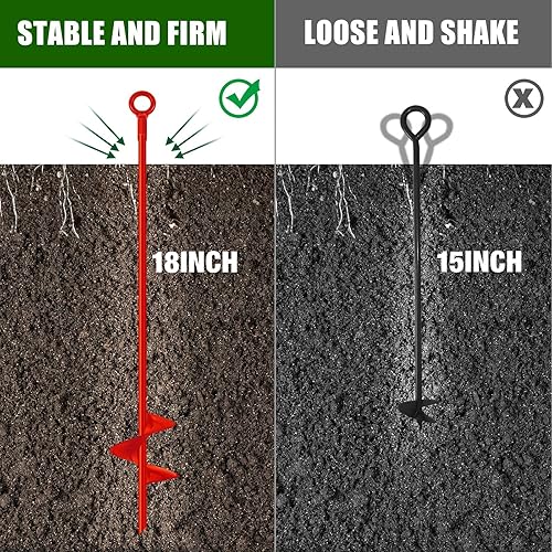 Miniatura 6 de Chumia Juego de 6 piezas de anclaje de suelo de 18 pulgadas, hoja en espiral, anclajes de tierra resistentes, juego de columpios de metal para