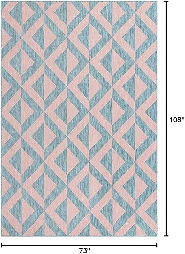 Vista 384 de Unique Loom Unique Loom Outdoor Collection - Alfombra de área - Napa (3 pies 3 pies, redonda, amarillo y aguamarina/amarillo)