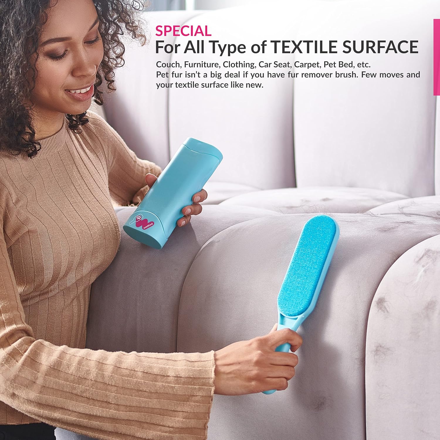 Pet Hair Remover, Cat Hair Remover, Dog Hair Remover Reusable Self-Cleaning Brush for Lint, Fur Removal, Fur Remover Cleaner for Couch Furniture Carpet Clothing Car Seat Upholstery Lint Roller Brush