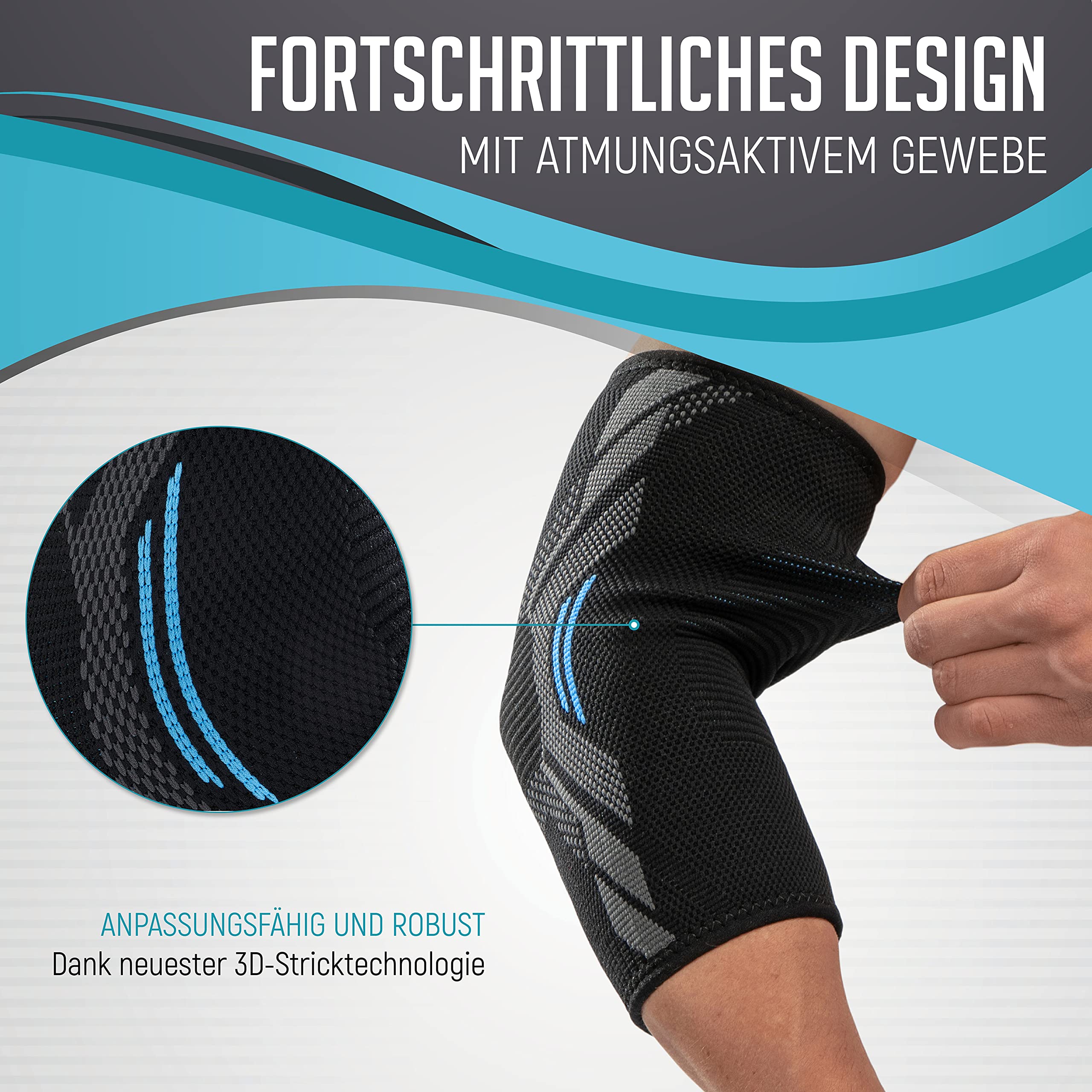 Ellenbogenbandage für Damen und Herren – Elastische Kompressionsbandage, rutschfester Halt, atmungsaktiv, ideal für Sport, Fitness, Tennis, Golf, Alltag