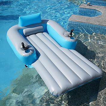 Motorized Pool Float Lounger for Adult - Pool Chair Floating Recliner with Backrest Motorized Pool Lounger for Party Summer Water Beach