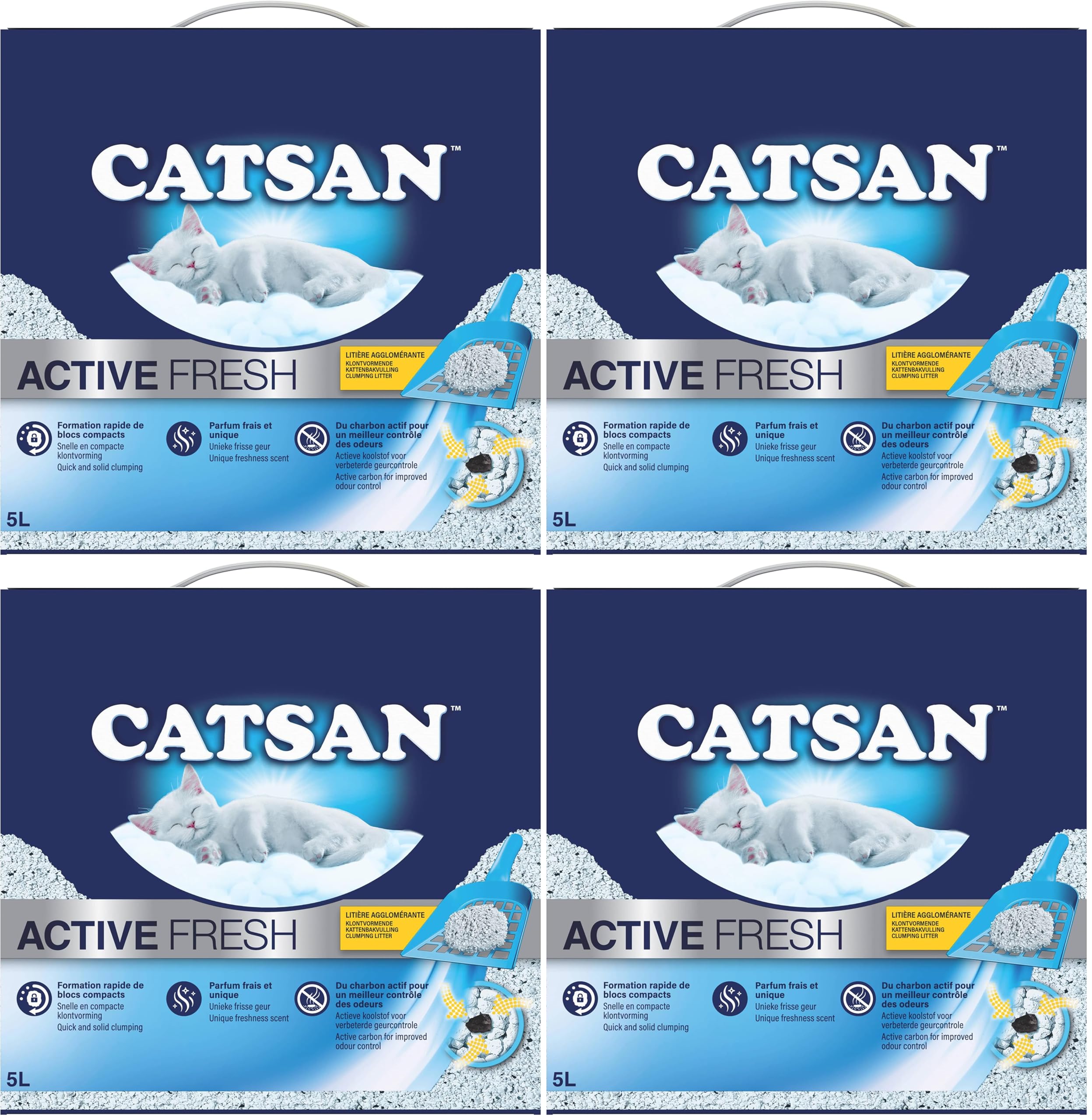 Catsan Active Fresh - Litière Minérale Agglomérante pour Chat 5 L (Lot de 4)