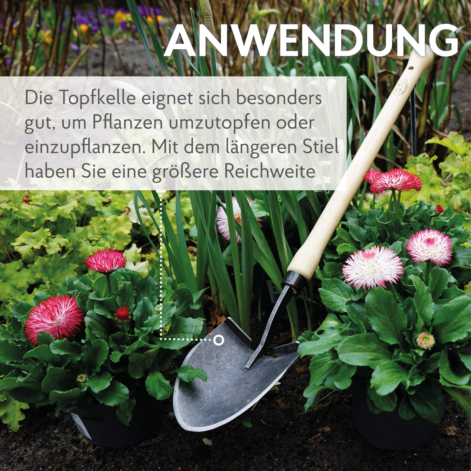 DeWit Topfkelle Welldone 68 cm Profi Blumenschaufel aus Borstahl FSC Handschaufel Garten-Schaufel Made in Holland