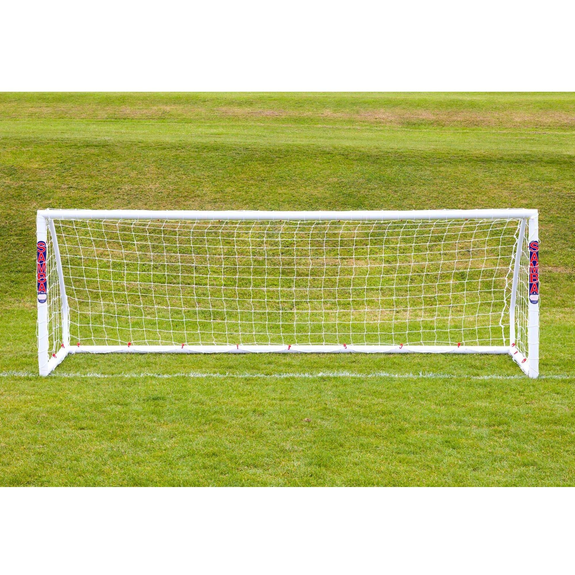 Samba 12x4ft Football Goal - All Weather uPVC Football Match 5v5 Goal Posts - Portable Net Locking System Garden