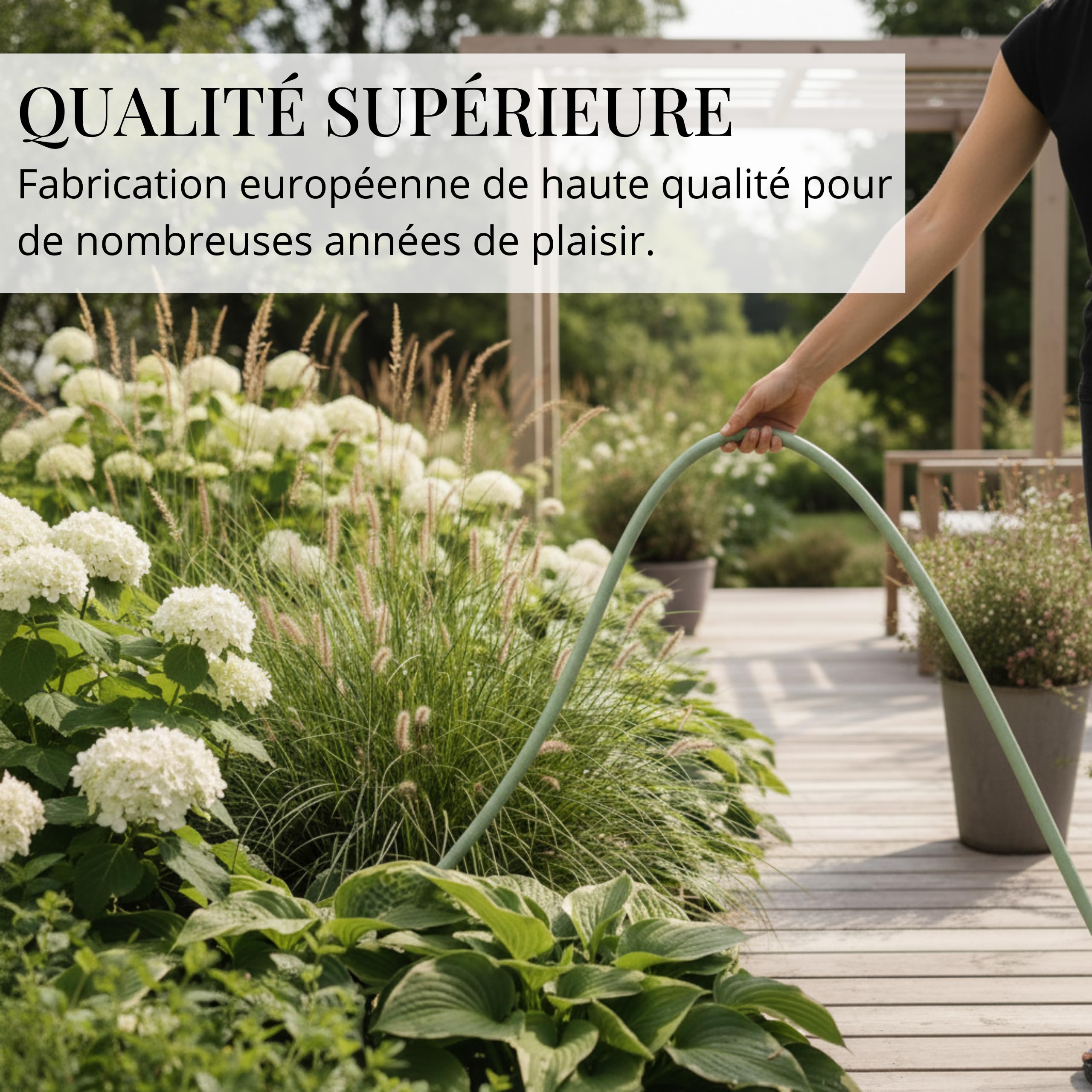 LIVLIG Tuyau d'Arrosage 20m Design – Tuyau Arrosage Flexible, 60% Recyclé, UV Résistant, Anti-Torsion, 1/2 Pouce, Vert