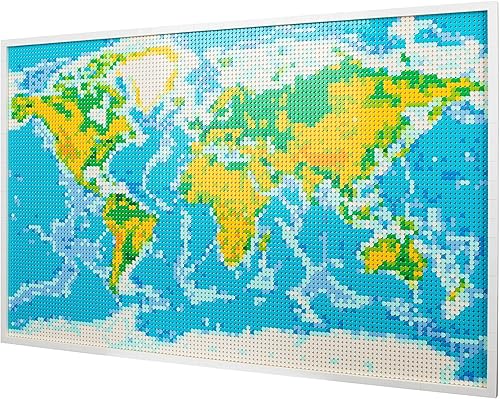 Miniatura 9 de Block Builder Juego de construcción de mapa del mundo (11065 piezas). Arte mural para entusiastas del mapa y la geografía. para adultos y niños