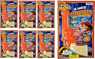 JA-RU Cap Gun Revolver (6 Toy Guns) Cap Gun Ammo 8 Shot Ring. Fake Gun Pistol Toy for Kids. Western Cowboy Toys & Prop Guns. Outdoor Shooter Games. Bulk Play Set. 913-6p