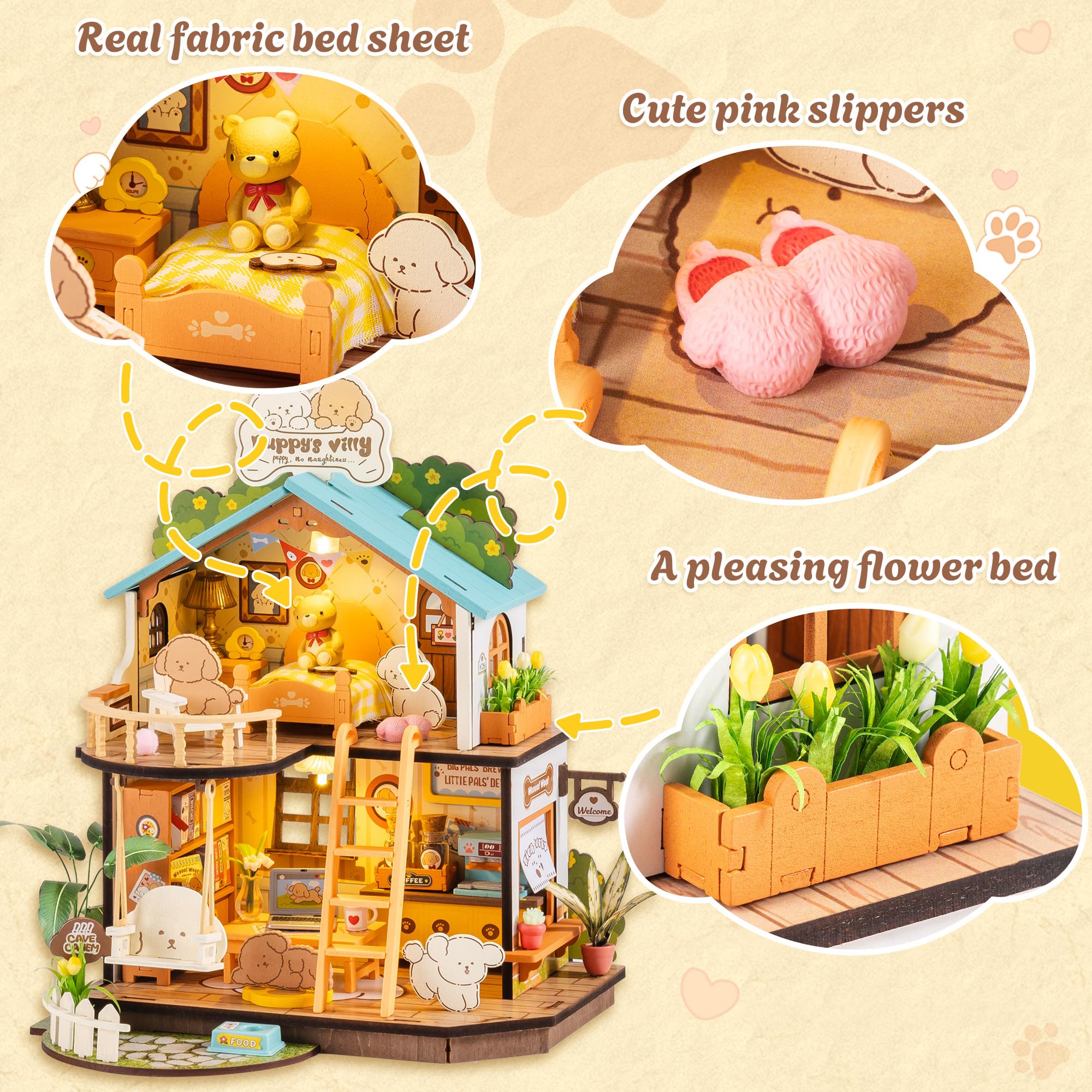 Rolife DIY Miniaturhaus Kit-Puppy's Cozy Villa
