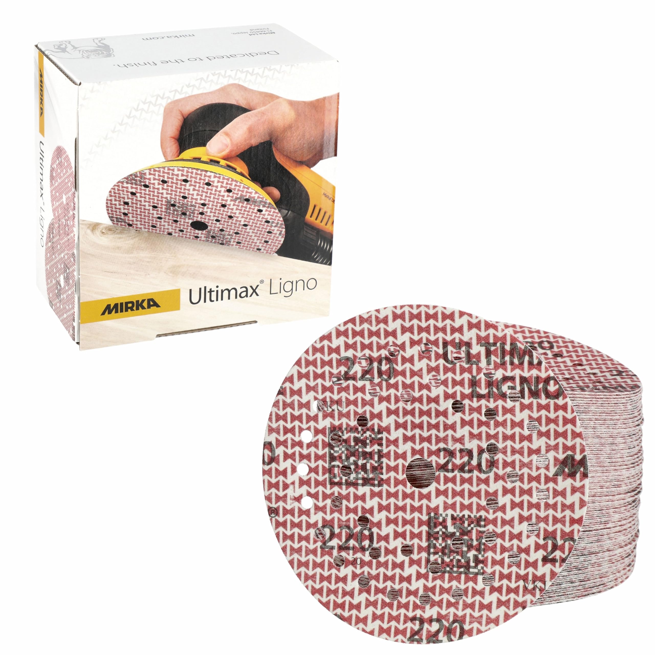 Mirka Ultimax Ligno 125mm Hook & Loop Sanding Discs 220 Grit 100pcs