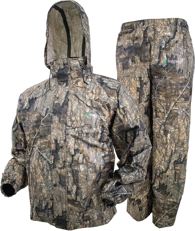 FROGG TOGGS Traje de lluvia transpirable impermeable clásico de 3 capas para hombre | Ropa impermeable de 2 piezas, impermeable con capucha ajustable, pantalones impermeables ideales para pesca, golf, motociclismo, caza, camping, al aire libre