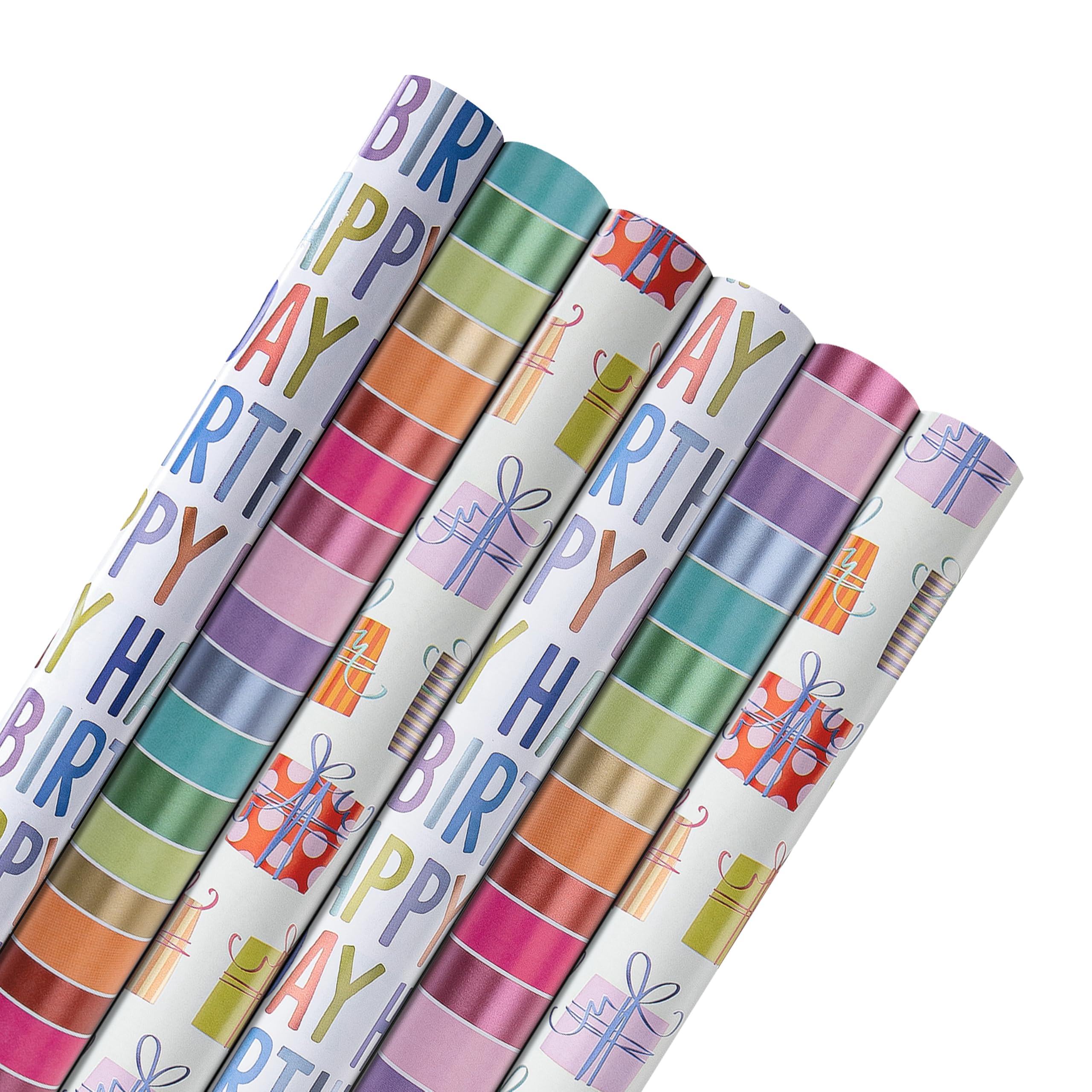 Hallmark Wendy Jones Blackett Design 'Rainbow Celebrations' Wrapping Paper Variety Multipack - 12m - 6x2m Rolls