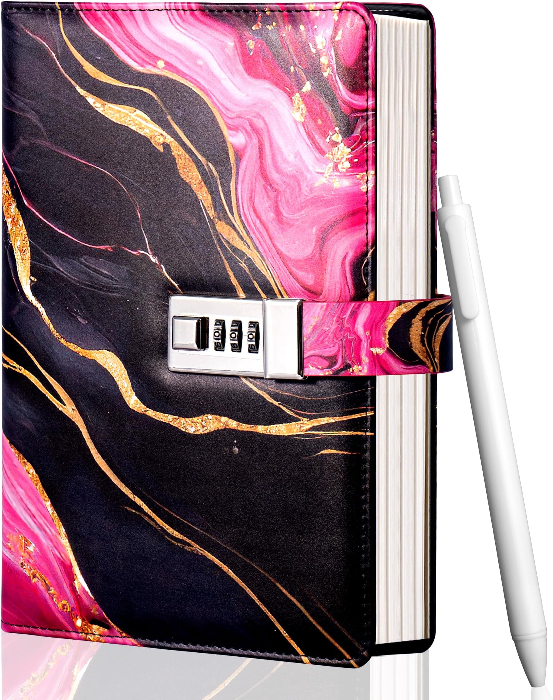 CAGIE A5 Diary with Lock for Girls,Password Refillable Journal Kit,Black