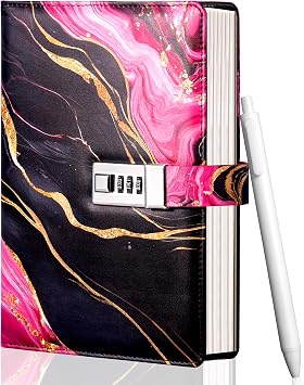 CAGIE A5 Diary with Lock for Girls,Password Refillable Journal Kit,Black