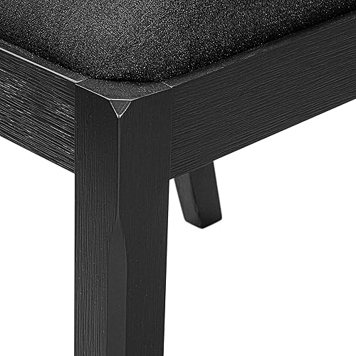 Miniatura 14 de X1P6T24 Silla de comedor con tela de poliéster negro y respaldo tapizado, alambre cepillado acabado negro,