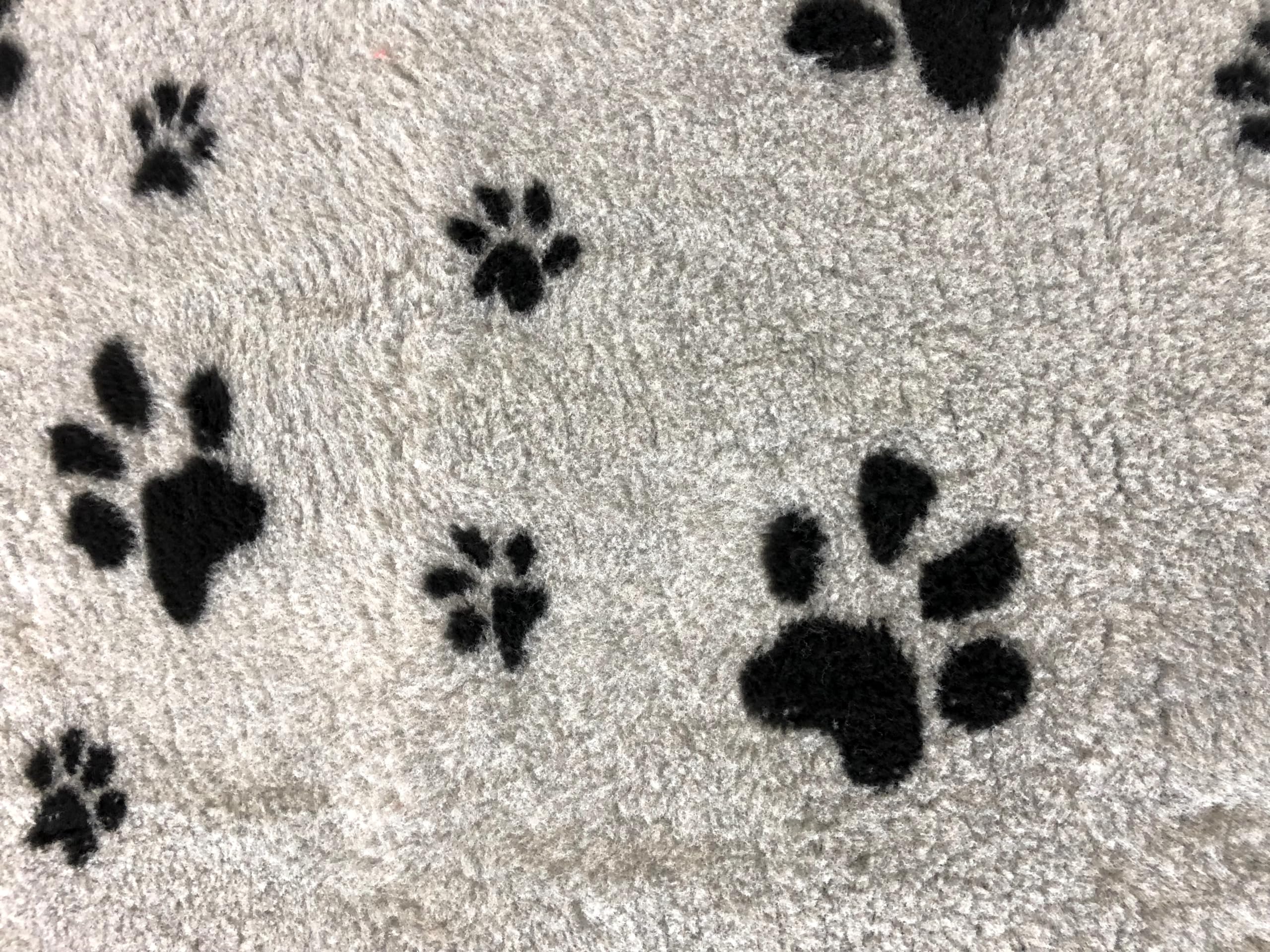 elropet Hundematte vetbed für kleine Hunde & große Hunde/Premium 22mm hohe Qualitätsstufe/Hundedecke S/M/L (Hellgrau + Schwarze Pfote, M 100cm X 80cm)