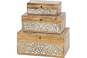 Set of 3 Decorative Boxes - Crafted from Premium Mango Wood for Timeless Elegance