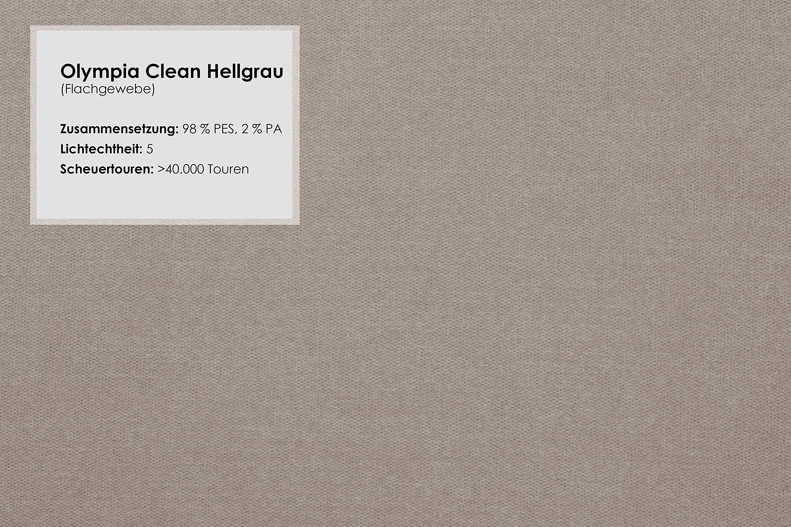 CAVADORE 2,5-Sitzer Küchensofa Kira / Sitzbank für Küche, Esszimmer oder Wohnküche inkl. Armteilverstellung / Leichte Fleckenentfernung dank Soft Clean / 168 x 94 x 81 / Flachgewebe: Hellgrau