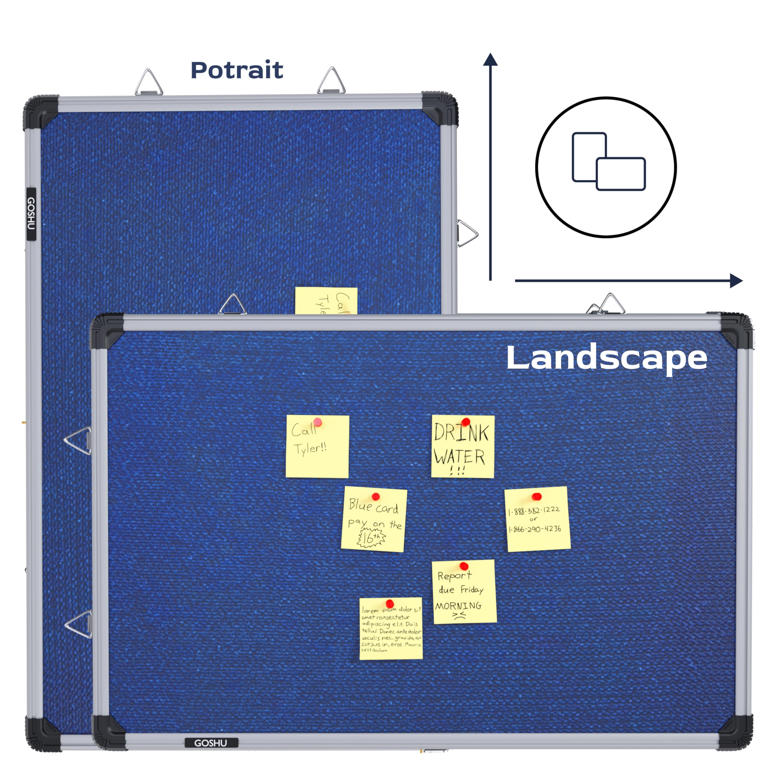 GOSHU 2 feet x3 feet Notice Premium Material Pin-up Board/Pin-up Board/Soft Board/Bulletin Board/Pin-up Display Board for Office, School and Home (2x3 feet Blue, Pack of 1) 2