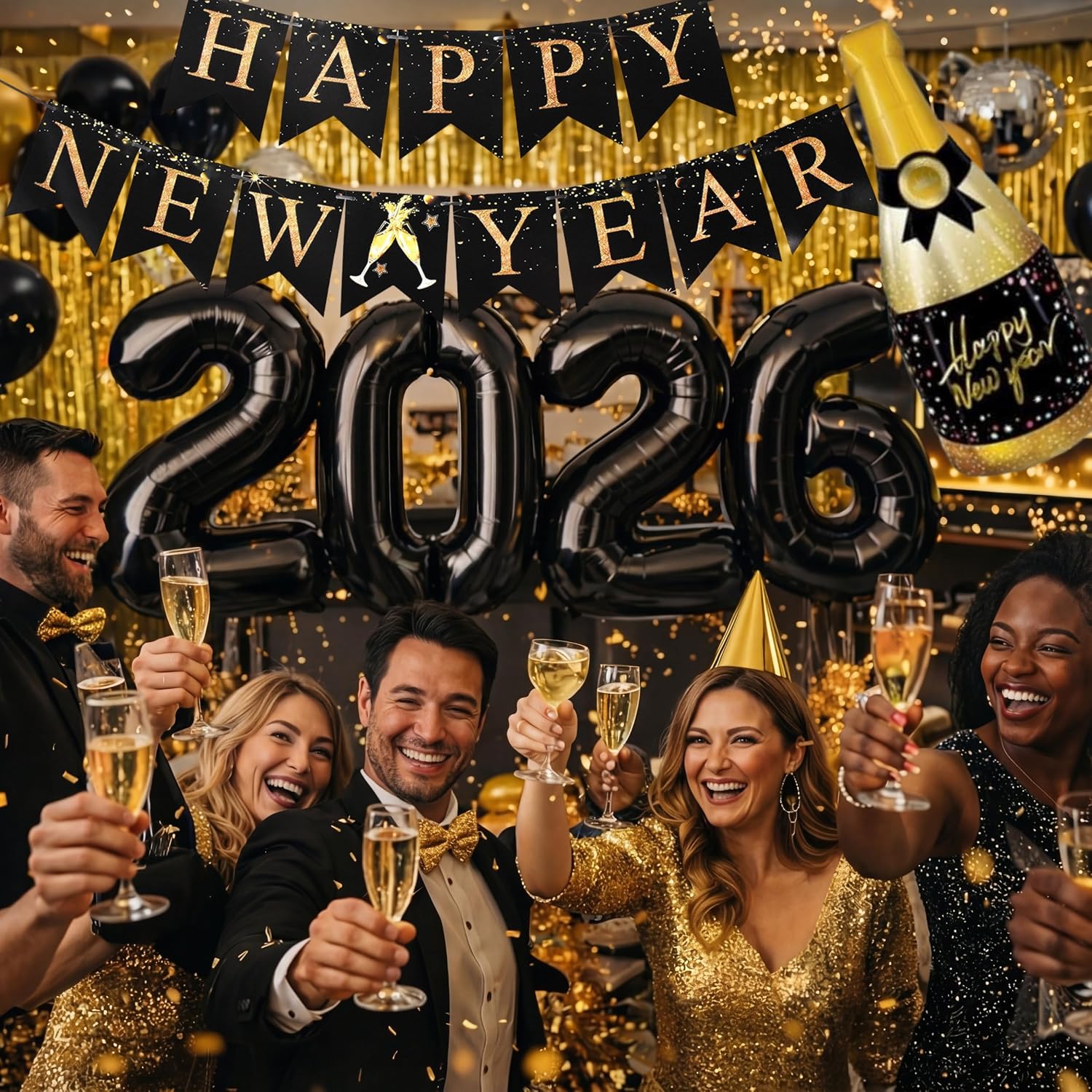 2026 Balloons New Year Balloons Kit Decorations 2026 Happy New Year Party Supplies 2026 Foil Balloon Banner Tassel Latex Balloon image 3