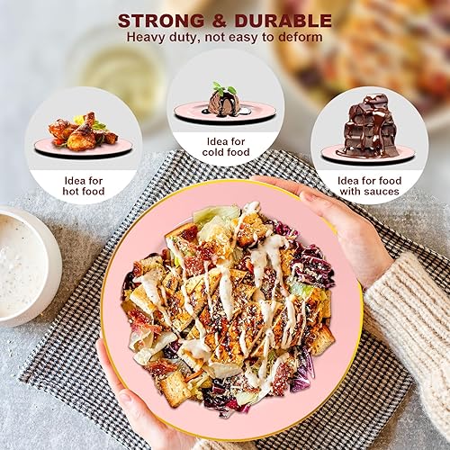 Miniatura 3 de Platos de plástico, 150 platos desechables de fiesta para 25 invitados, 25 platos llanos, 25 platos de postre, 25 cubiertos rosados, 25 tazas,