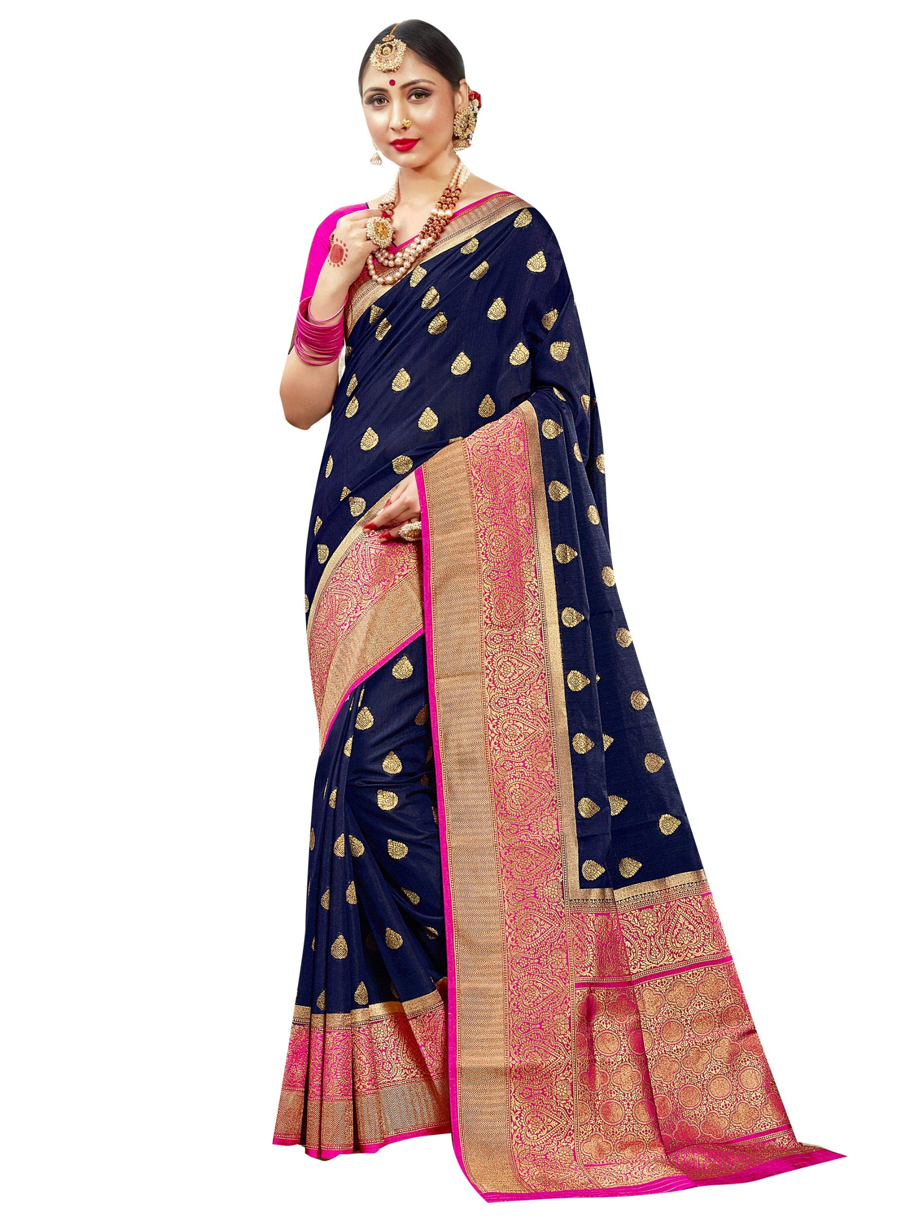 Elina fashionSarees For Women Banarasi Art Silk Woven Saree || Ethnic Gift Indian Traditional Wedding Sari with Unstitched Blouse
