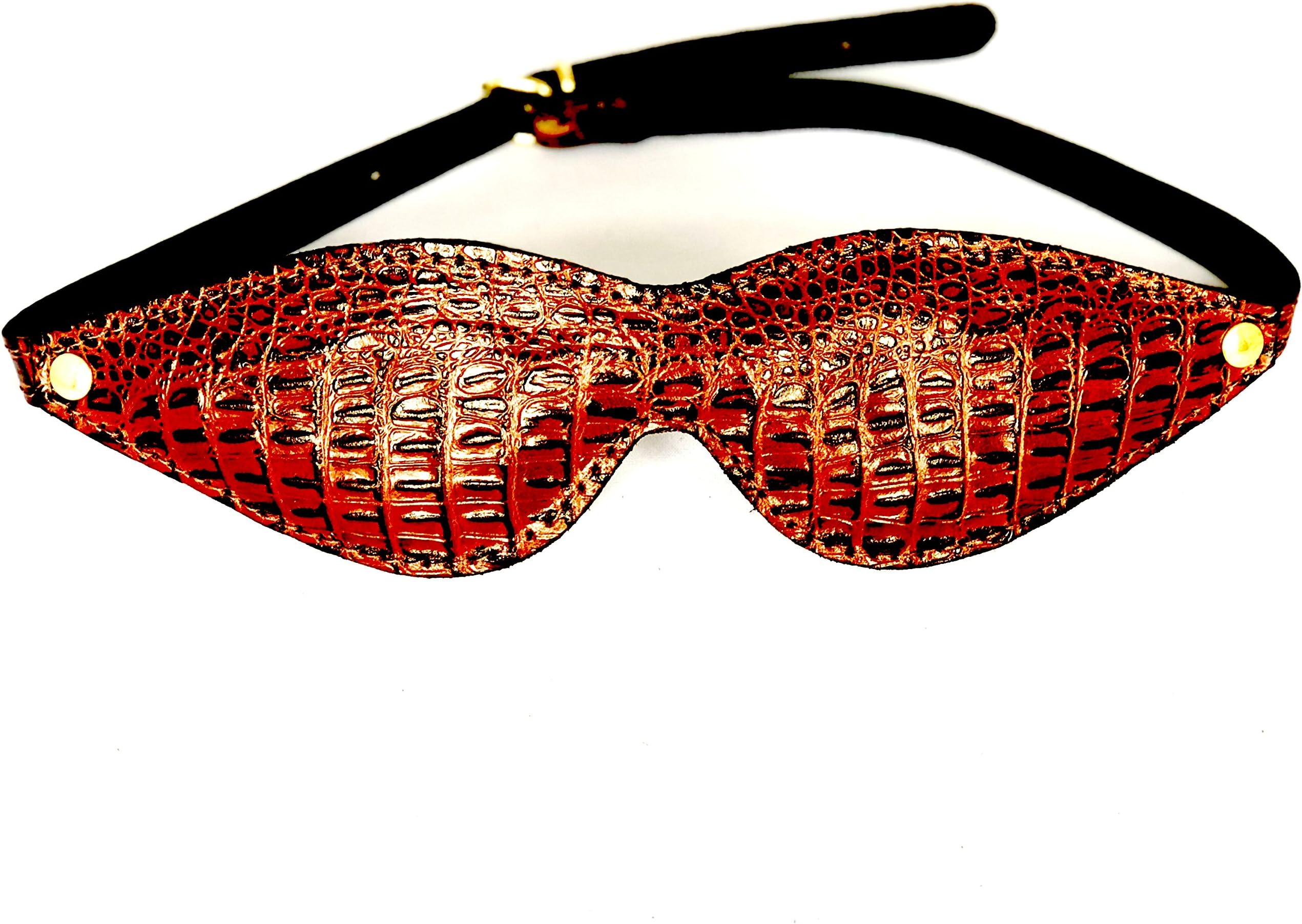 Slap Leather Brown Crocodile Print Leather Padded Blindfold