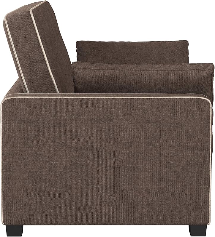 Serta Ainsley 66.5" Convertible Sleeper Loveseat, Full Size, Dreamcoil Comfort, Soft Woven Fabric, Java image 5