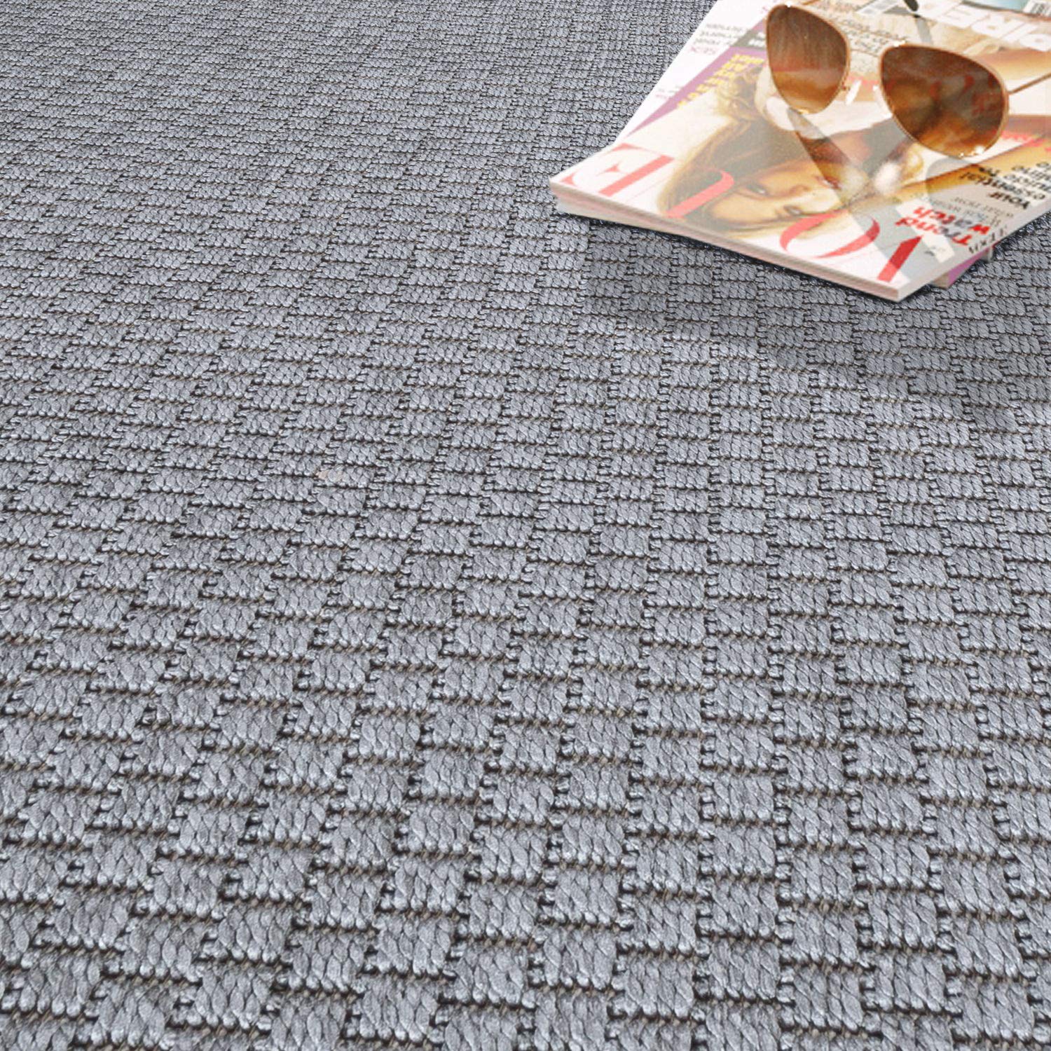 TT Home In-& Outdoorteppich Terrasse Küche Balkon Wetterbeständig Modern Unifarben, Farbe: Grau, Größe:140x200 cm