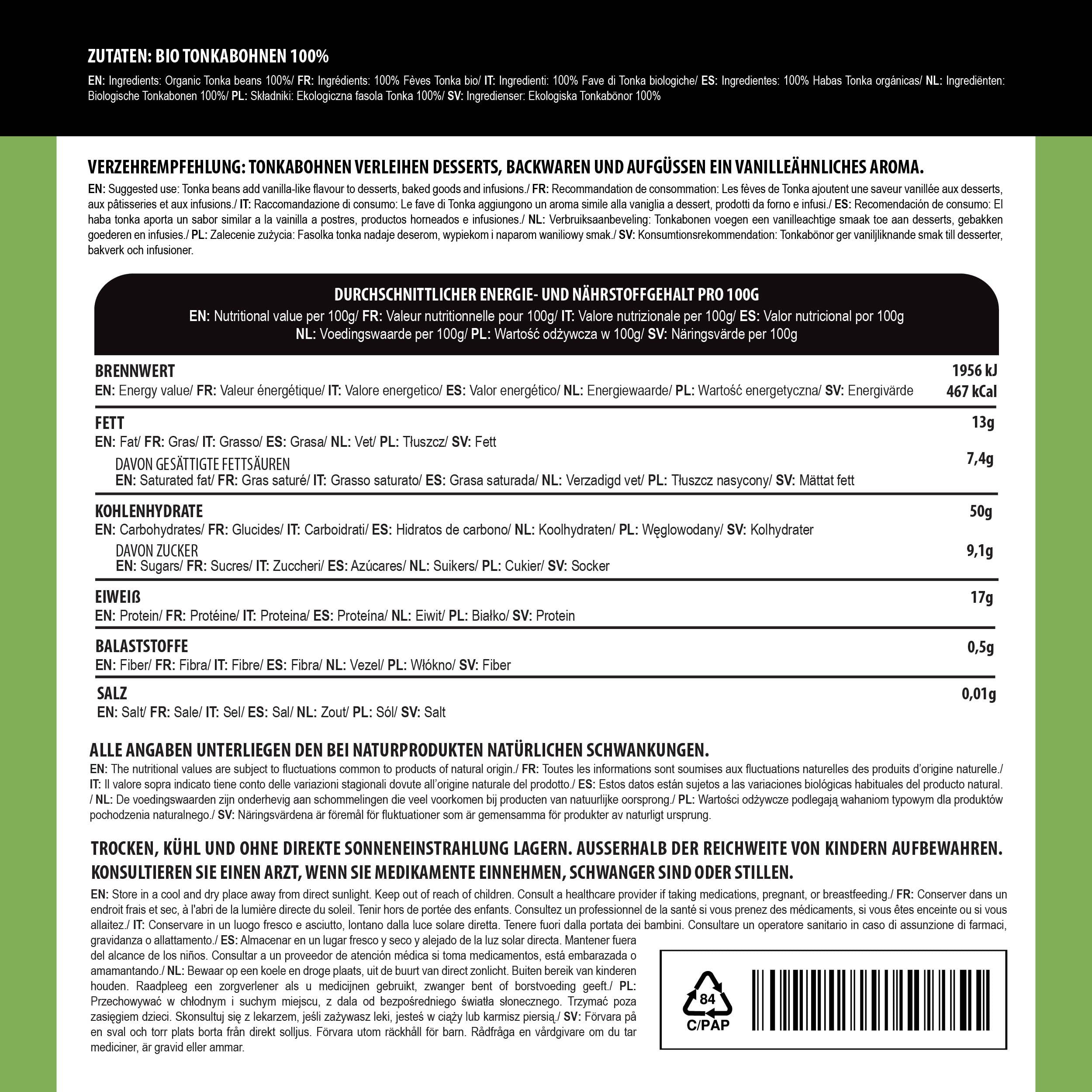 Alpi Nature Feve Tonka BIO 200g, Fève Tonka Entières pour la Cuisine, la Pâtisserie et les Desserts