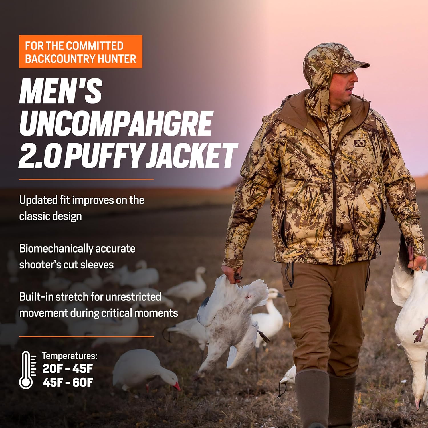 First Lite Men's Uncompahgre 2.0 Puffy Jacket - Lightweight Insulated Camo Hunting Coat, Waterproof Hunting Gear For Men