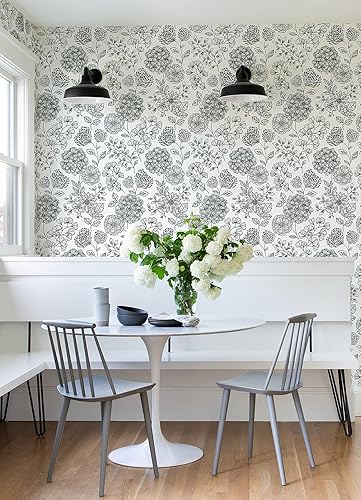 Vista 6 de Scott Living Papel pintado floral verde Ada