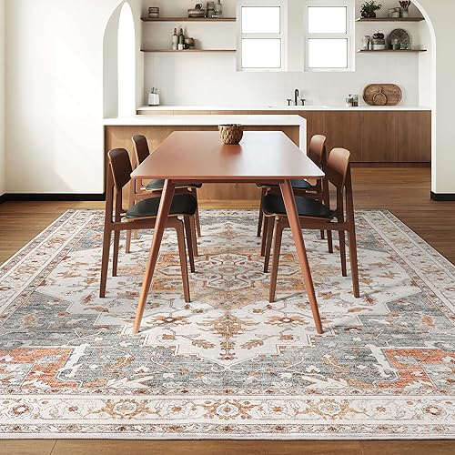 Miniatura 7 de Alfombra lavable  Alfombra antideslizante de 5 x 7 pies, lavable a máquina, para sala de estar, dormitorio, resistente a las manchas (5 x 7 pies,